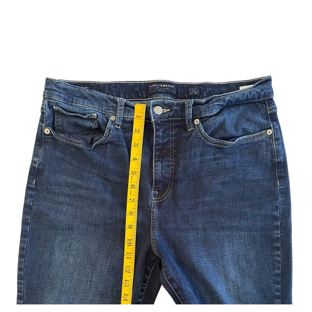 Lucky Brand High Rise Flare Stevie Denim Jeans Womens Size 14 / 32 Blue Raw Hem - Picture 4 of 16